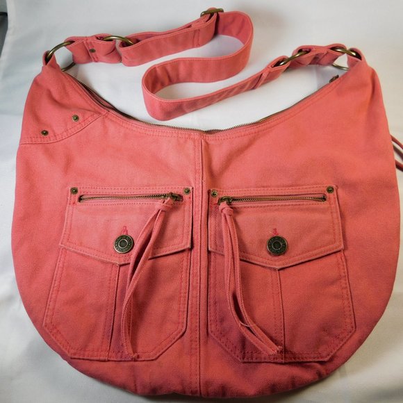 Gap Handbags - Gap Pink Large Canvas 2 Pocket Hobo Messenger Bag